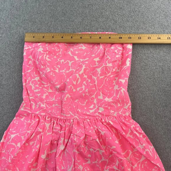 Lilly Pulitzer Dress Womens Extra Small Pink White Strapless Floral Summer Party - Picture 4 of 12